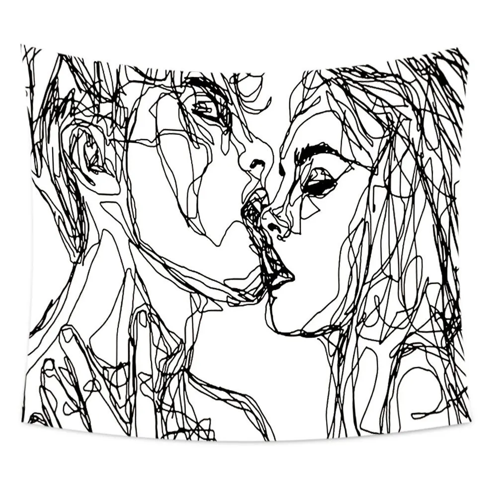 Black and White Print Tapestry Polyester Material Wall Hanging Machine Washable Kiss Often Line Draw Picture Decor for Home
Black and White Print Tapestry Polyester Material Wall Hanging Machine Washable Kiss Often Line Draw Picture Decor for Home