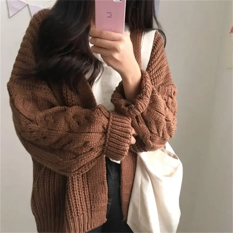 Chic Loose Long Sleeve Twist Sweater Thick Women's Sweaters Lady Cute Kawaii Female Vintage Harajuku Ulzzang Jumper For Women |