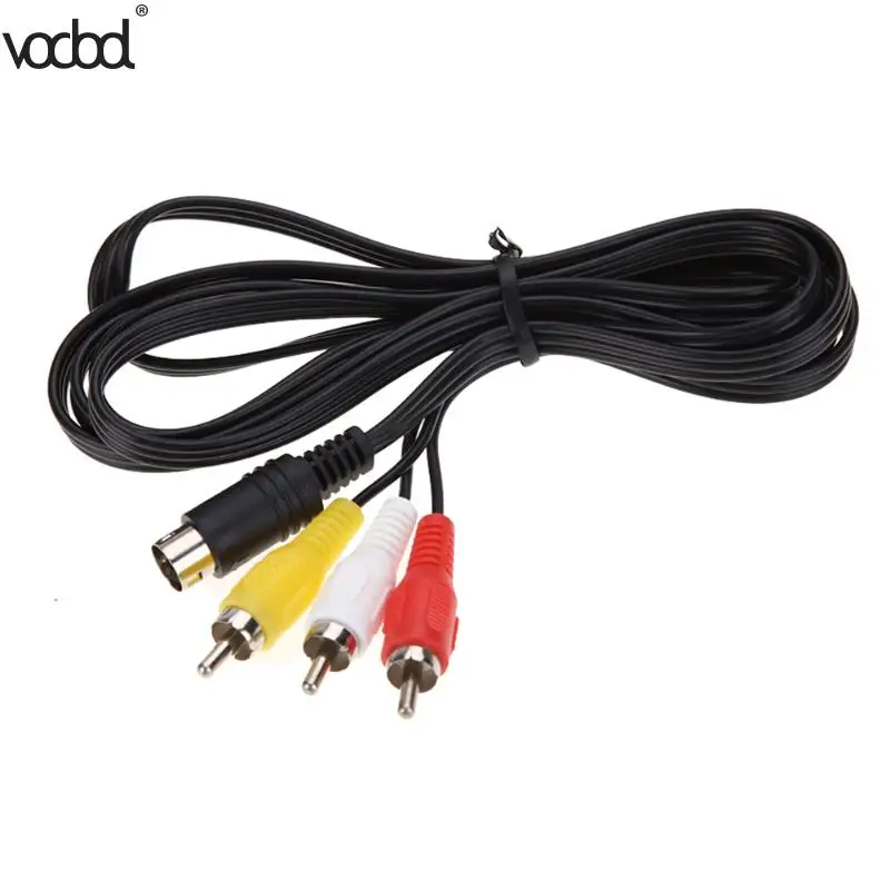 

1.8M Retro-bit AV RCA Audio Video Cable For Sega Genesis 2 3 II III Connection Cord 3RCA to 9 pin Nickel Plated Plug Game New