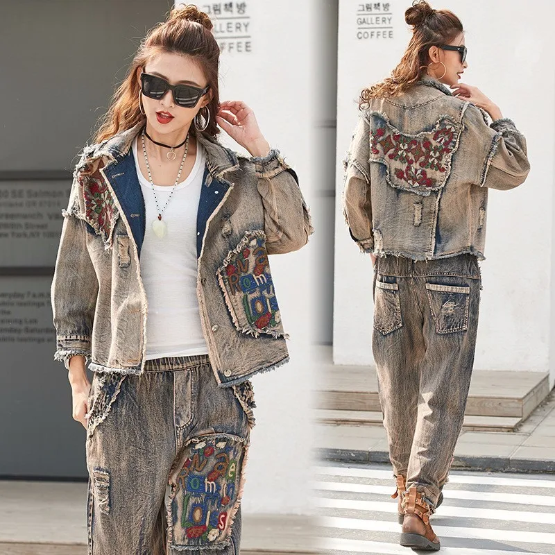 Max LuLu 2019 Korean Ladies Jeans Jackets Casual Pants Womens Denim Two Piece Sets Spring Tracksuit Woman Floral Clothes Outfits
Max LuLu 2019 Korean Ladies Jeans Jackets Casual Pants Womens Denim Two Piece Sets Spring Tracksuit Woman Floral Clothes Outfits