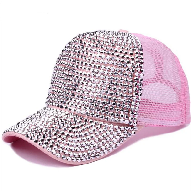 

Rhinestones luxury pearl Sequins Baseball Cap For Women Summer Cotton Hat Girls Snapback Hip hop hat Gorras Casquette Bones