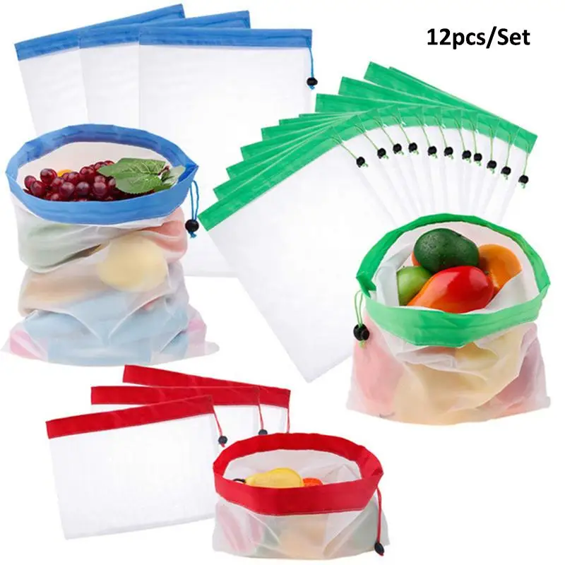 12pcs/Set Reusable Mesh Produce Bags Washable Bag for Grocery Shopping Storage Fruit Vegetable Toys Sundries Organizer Pouch
12pcs/Set Reusable Mesh Produce Bags Washable Bag for Grocery Shopping Storage Fruit Vegetable Toys Sundries Organizer Pouch