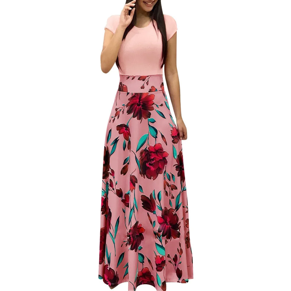 2019 Women Dress Short Sleeves O Neck Patchwork Women Dresses Floral Printed Draped Vestidos Female Casual Robe
2019 Women Dress Short Sleeves O Neck Patchwork Women Dresses Floral Printed Draped Vestidos Female Casual Robe