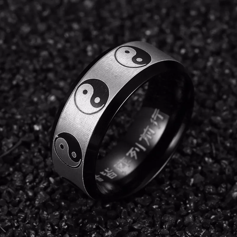 8mm Mens Two Tone Stainless Steel Rings Chinese Style Yin Yang Symbol Gossip Transfer Ring
8mm Mens Two Tone Stainless Steel Rings Chinese Style Yin Yang Symbol Gossip Transfer Ring