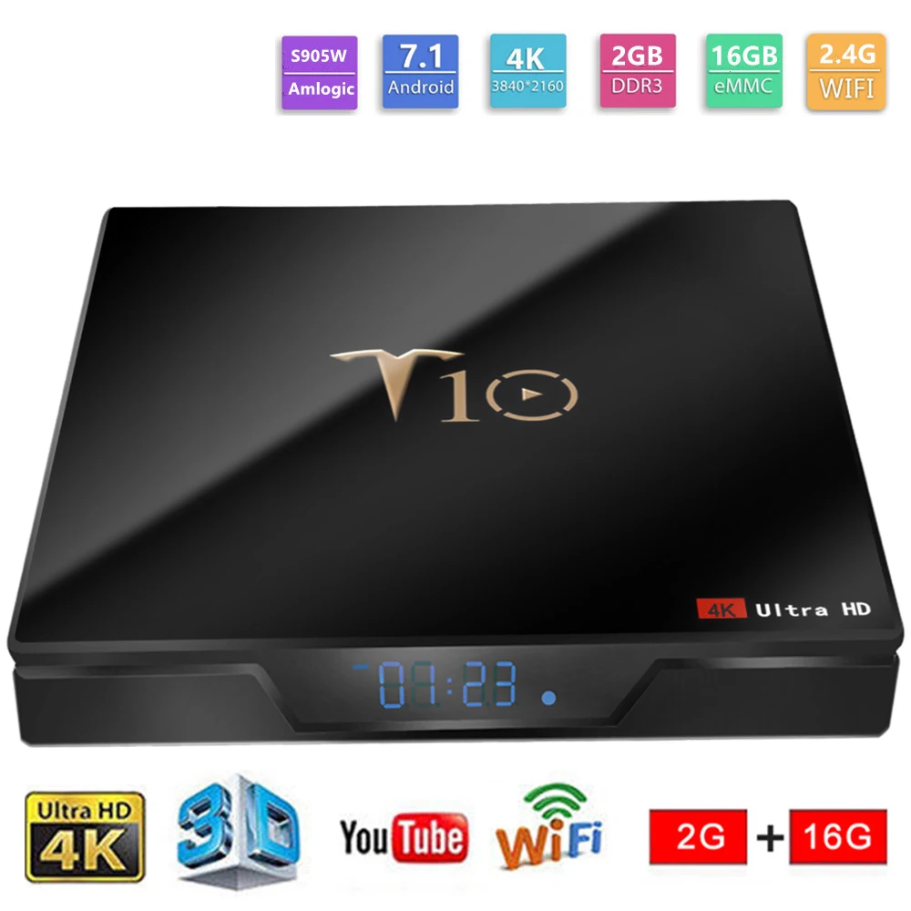 T10 Pro Smart ТВ Box Amlogic S905X2 2 4G 5G Wi Fi BT4.1 Android 8 1 4 Гб оперативной памяти 32 встроенной 64 ГБ