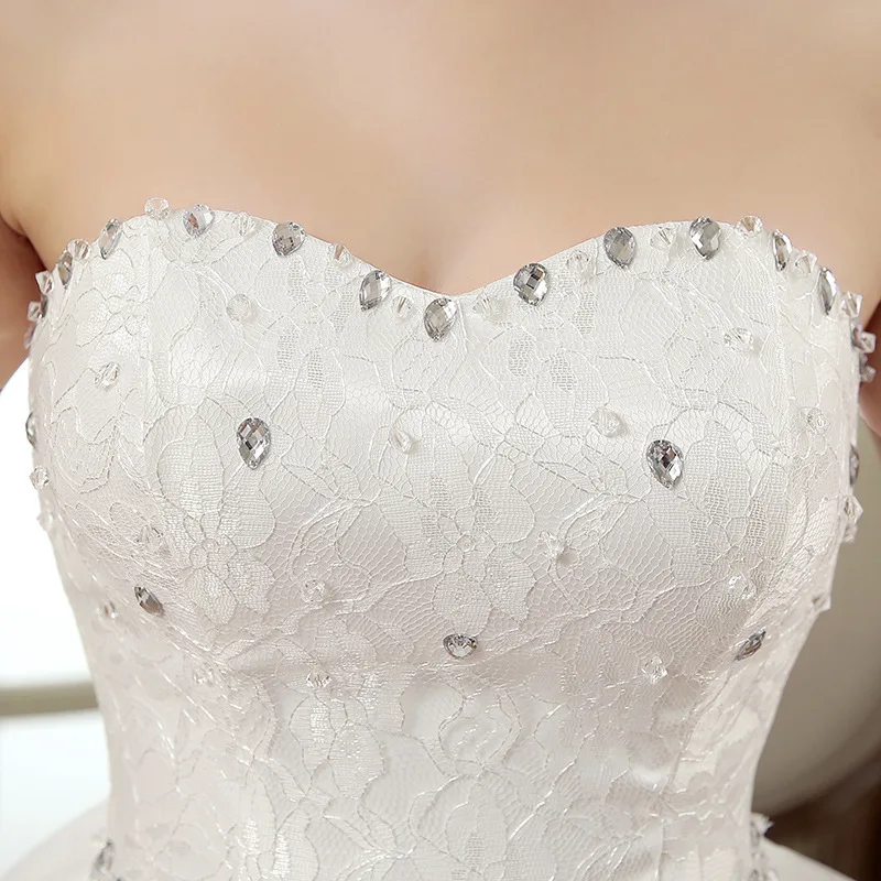 Недорогое свадебное платье Элегантное Белое Бальное Платье кружевное с бисером