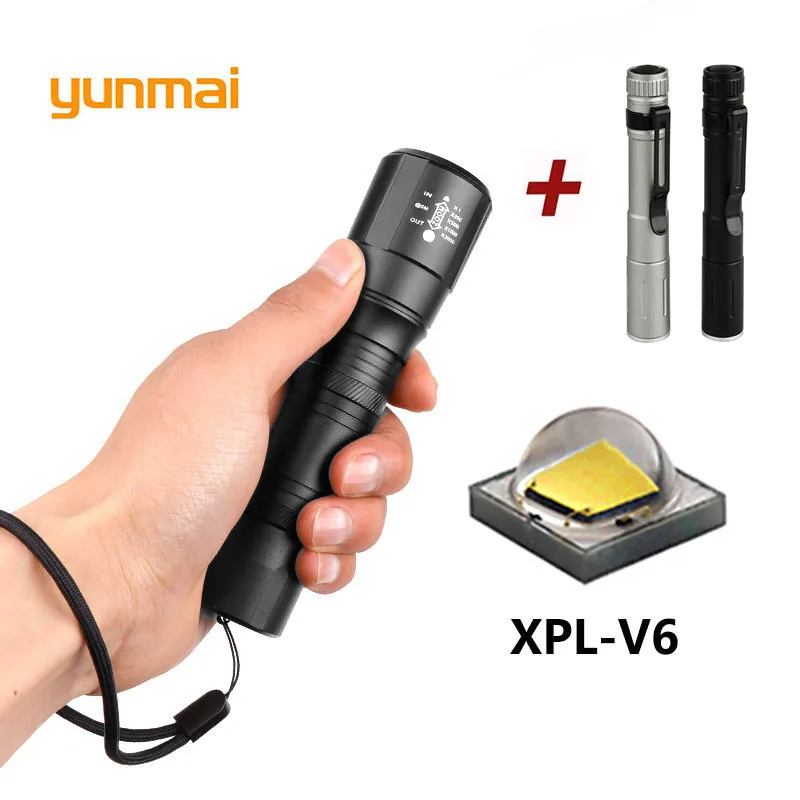 Высококачественные водонепроницаемые светодиодные фонарики yunmai V6, тактическая вспышка с зумом, 18650 лм, черная лампа с перезаряжаемым аккумулятором AAA
Высококачественные водонепроницаемые светодиодные фонарики yunmai V6, тактическая вспышка с зумом, 18650 лм, черная лампа с перезаряжаемым аккумулятором AAA