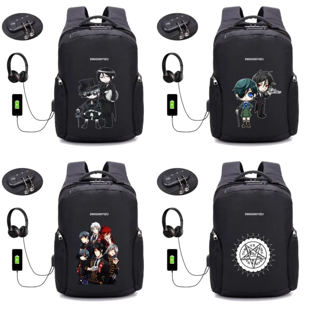 anime black butler backpack USB charging Men canvas Laptop Backpacks Teenager student Male Mochila Travel backpack 16 style
anime black butler backpack USB charging Men canvas Laptop Backpacks Teenager student Male Mochila Travel backpack 16 style