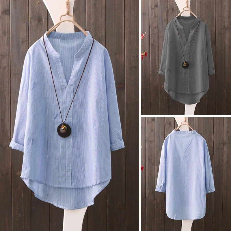 ZANZEA 2021 Autumn Women Long Sleeve Striped Blouse Female Casual V Neck Blusas Lady Asymmetrical Hem Work Tops Plus Size Shirt
ZANZEA 2021 Autumn Women Long Sleeve Striped Blouse Female Casual V Neck Blusas Lady Asymmetrical Hem Work Tops Plus Size Shirt