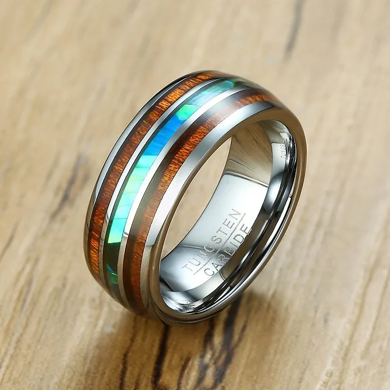 8mm Tungsten Carbide Rings Wedding Bands for Men Jewelry Hawaiian Koa Wood and Abalone Shell/Imitated Opal anel masculino
8mm Tungsten Carbide Rings Wedding Bands for Men Jewelry Hawaiian Koa Wood and Abalone Shell/Imitated Opal anel masculino