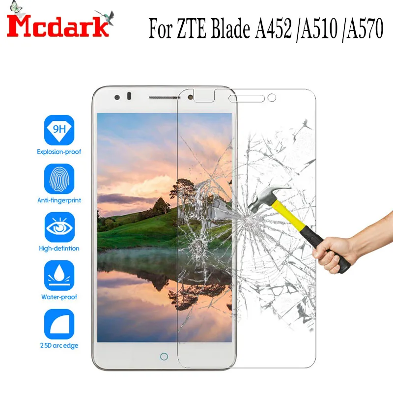 9H закаленное стекло 5 0 ''для ZTE Blade A452 A510 защита для экрана дюймов A570 телефона