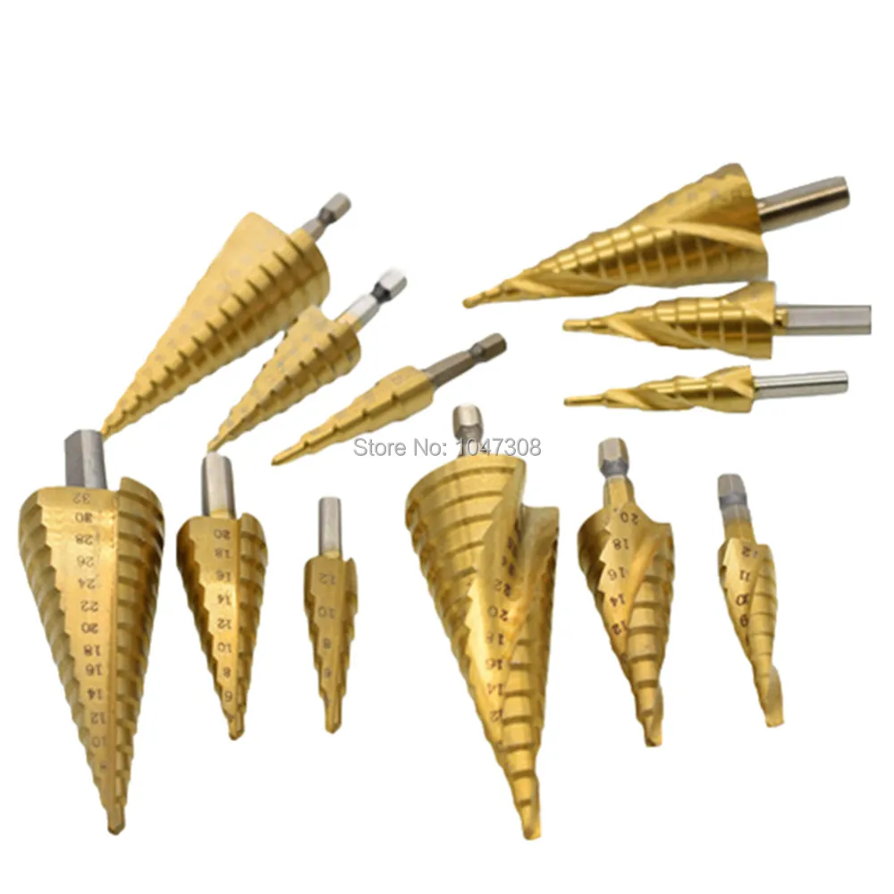3pcs 4-32mm 4-20mm 4-12mm HSS Titanium Coated Step Drill Bit Drilling Holes in Aluminium Brass Copper Plastic Steel Wood Metal
3pcs 4-32mm 4-20mm 4-12mm HSS Titanium Coated Step Drill Bit Drilling Holes in Aluminium Brass Copper Plastic Steel Wood Metal