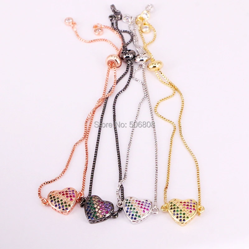 6PCS ZYZ-B5358 Colorful Heart Bracelet Pave CZ Chain Bracelet Adjustable Female Party Jewelry
6PCS ZYZ-B5358 Colorful Heart Bracelet Pave CZ Chain Bracelet Adjustable Female Party Jewelry