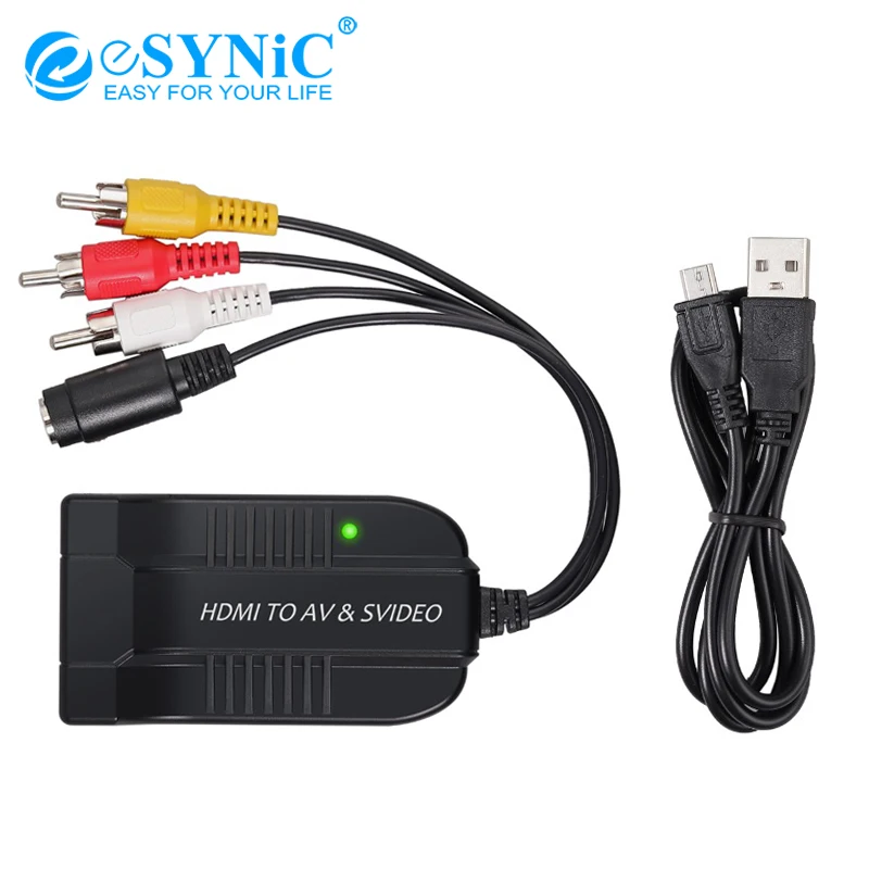 ESYNiC HDMI2AV + S CVBS видео преобразователь HDMI к мужчине AV/S видео адаптер S-Video 1080P видео конвертер с av-кабелем
ESYNiC HDMI2AV + S CVBS видео преобразователь HDMI к мужчине AV/S видео адаптер S-Video 1080P видео конвертер с av-кабелем