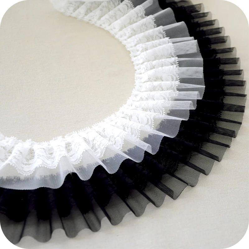 Wide 9CM White Black Lace Fabric Elastic Pleated Chiffon Lace Trim Ribbon DIY Folded Sewing Collar Dresses Skirts Hem Decoration
Wide 9CM White Black Lace Fabric Elastic Pleated Chiffon Lace Trim Ribbon DIY Folded Sewing Collar Dresses Skirts Hem Decoration