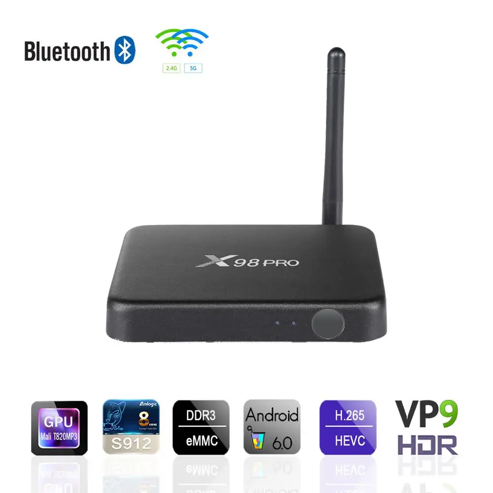 Новый дизайн коробка X98pro Amlogic s912 Восьмиядерный ТВ бокс 3gb32gb двойной Wifi Смарт android 6