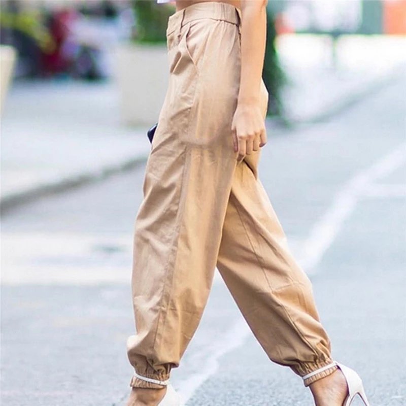 Loose Women Cool Dance Hip Hop Pants High Waist Cargo Trousers Military Army Combat Hiking Female Fashion Long | Женская одежда