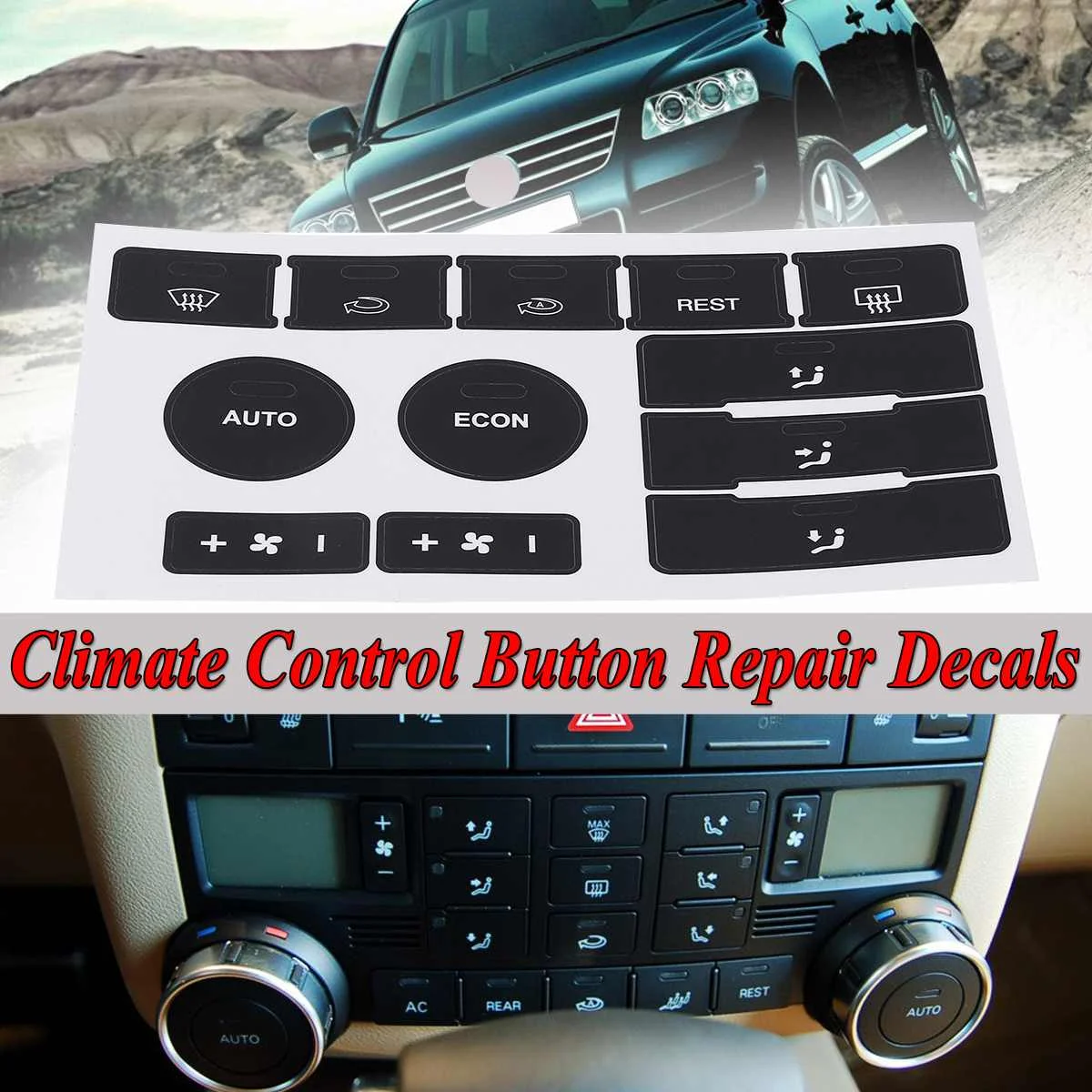Matte Black Car Air Condition Climate Control Button Repair Decals For VW For Volkswagen Touareg 2004-2009 Fix Ugly Worn Button
Matte Black Car Air Condition Climate Control Button Repair Decals For VW For Volkswagen Touareg 2004-2009 Fix Ugly Worn Button