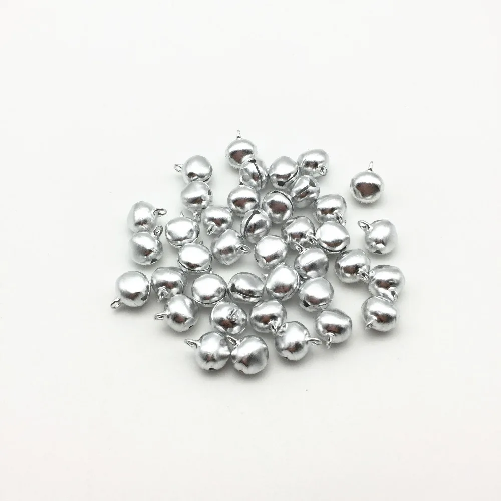 

500pcs 8mm Silver Christmas Jingle Bells Keychain Charms Lacing Bell For Xmas Baubles Santa Jewelry Making Embellishment Crafts