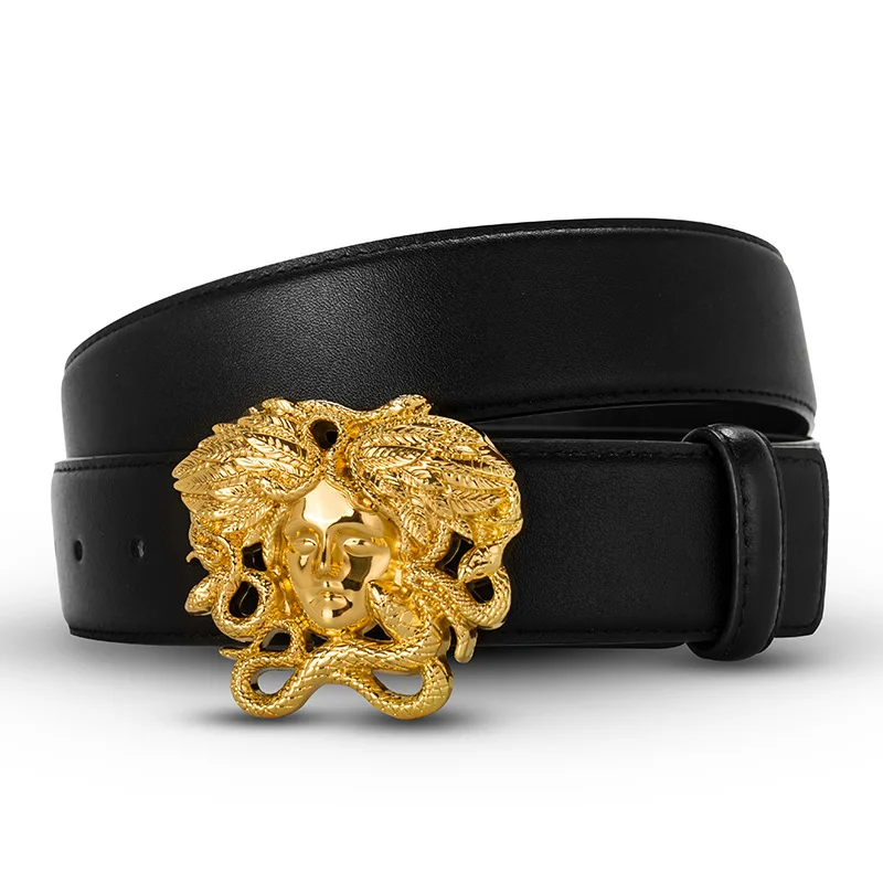 Imsten genuine leather belt men's brand snake hair dermal snake cinturon Medusa's big luxury gold belt
Imsten genuine leather belt men's brand snake hair dermal snake cinturon Medusa's big luxury gold belt