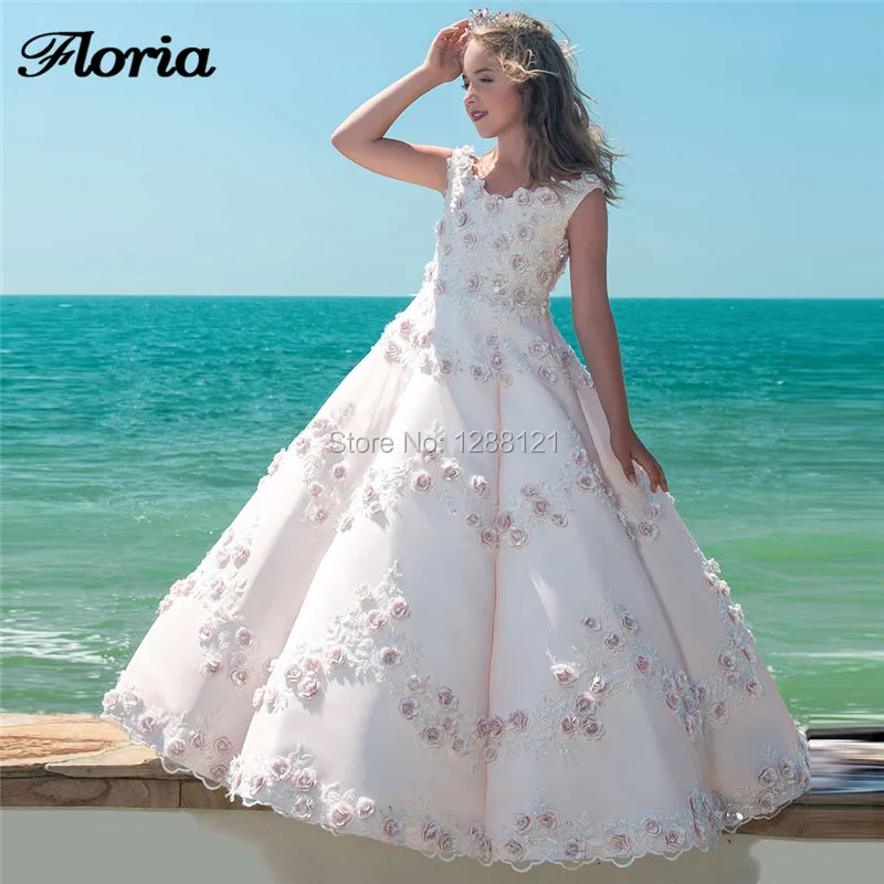 Luxury Flower Girl Dresses For Party Vestido De Deminha 2019 Girls Prom Evening Gowns Lace Beaded First Communion Dress | Свадьбы и
