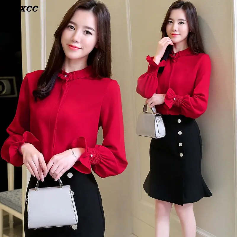 Fashion Woman Blouses 2020 Chiffon Blouse Shirt Long Sleeve Solid Stnad Collar OL Blouse Women Tops Blusa Feminina Shirt Xnxee
Fashion Woman Blouses 2020 Chiffon Blouse Shirt Long Sleeve Solid Stnad Collar OL Blouse Women Tops Blusa Feminina Shirt Xnxee