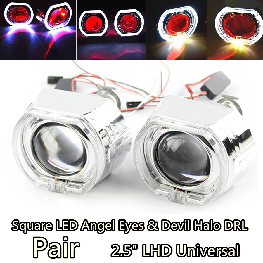 1 Pair 2.5" Square LED Angel Eyes Red Devil Demon Eye Halo DRL Bi Xenon Lens Car Projector Headlight HID Auto Tuning Kit H4 H7
1 Pair 2.5" Square LED Angel Eyes Red Devil Demon Eye Halo DRL Bi Xenon Lens Car Projector Headlight HID Auto Tuning Kit H4 H7