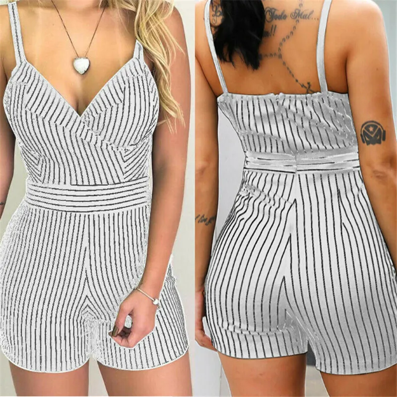 Trendy Sexy Women clothes strap V-neck sleeveless Playsuit striped Summer Beach Casual Spandex Rompers one pieces
Trendy Sexy Women clothes strap V-neck sleeveless Playsuit striped Summer Beach Casual Spandex Rompers one pieces