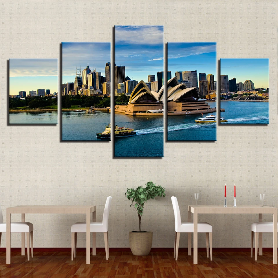 Canvas HD Prints Posters Home Wall Art Framework 5 Pieces Sydney Opera House Paintings Boat Yacht Harbor Landscape Picture
Canvas HD Prints Posters Home Wall Art Framework 5 Pieces Sydney Opera House Paintings Boat Yacht Harbor Landscape Picture