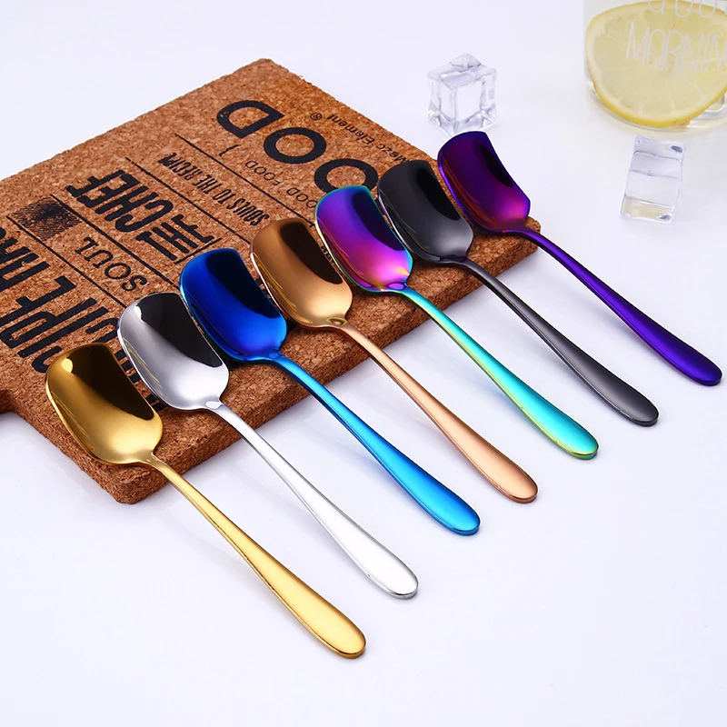 Vacclo Stainless Steel Colorful Ice-cream Spoon Coffee Stir Dessert Square Spoon Jam Honey Teaspoon Kitchen Tableware Supply
Vacclo Stainless Steel Colorful Ice-cream Spoon Coffee Stir Dessert Square Spoon Jam Honey Teaspoon Kitchen Tableware Supply