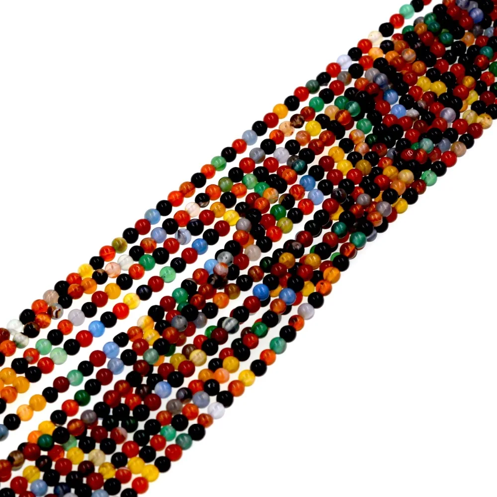 Круглые радужные Агаты разноцветные 4 мм полная нить|multicolor beads|bead strandsstrand beads |