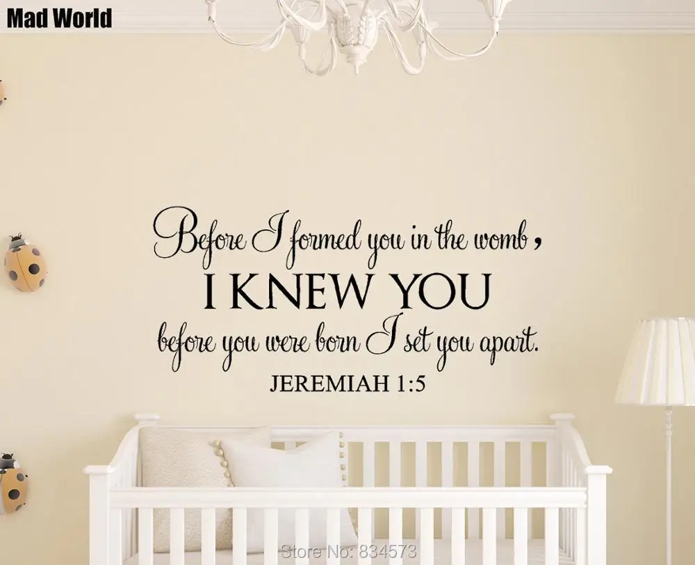 JEREMIAH 1:5 Before I formed you in the womb Wall Art Stickers Wall Decals Home DIY Decoration Removable Decor Wall Stickers
JEREMIAH 1:5 Before I formed you in the womb Wall Art Stickers Wall Decals Home DIY Decoration Removable Decor Wall Stickers