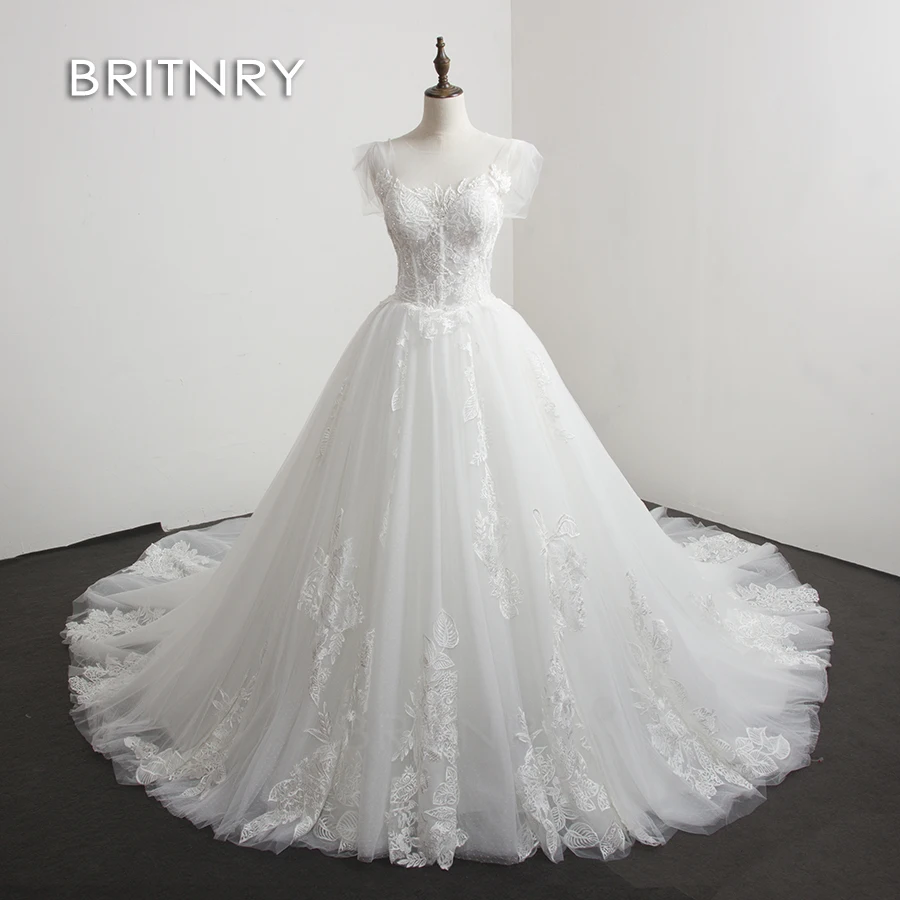 

BRITNRY 2020 бальное платье принцессы винтажные Свадебные платья Роскошные кружевные аппликации со шлейфом Свадебные Платья Vestidos De Noiva