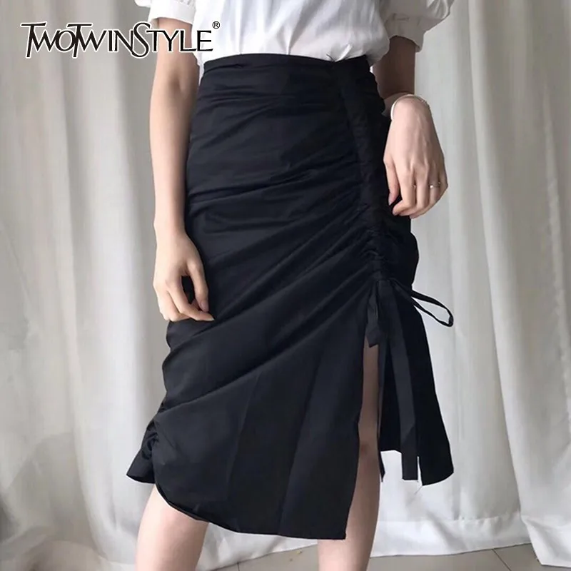 Женская юбка TWOTWINSTYLE летняя однотонная с высокой талией | одежда
