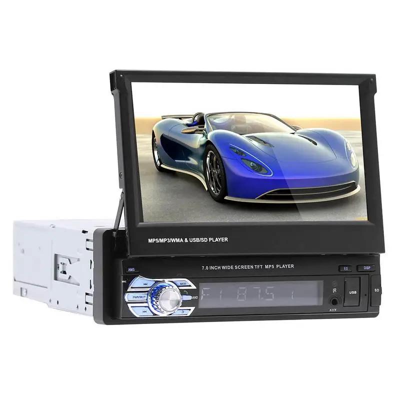 1Din 7-дюймовый автомобильный стереопроигрыватель MP5 видео плеер GPS навигация HD