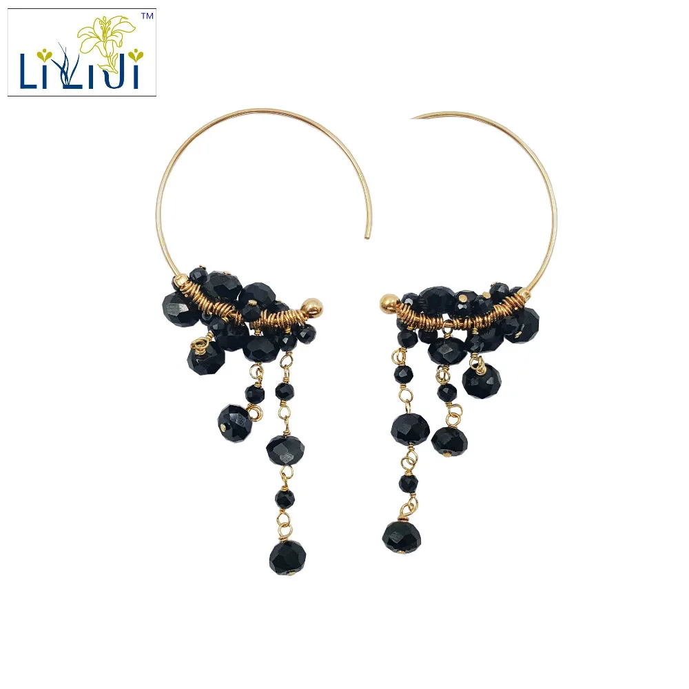Lii Ji Black Spinel Beads,925 sterling silver Handwork Drop Dangle Tassel Earrings
Lii Ji Black Spinel Beads,925 sterling silver Handwork Drop Dangle Tassel Earrings