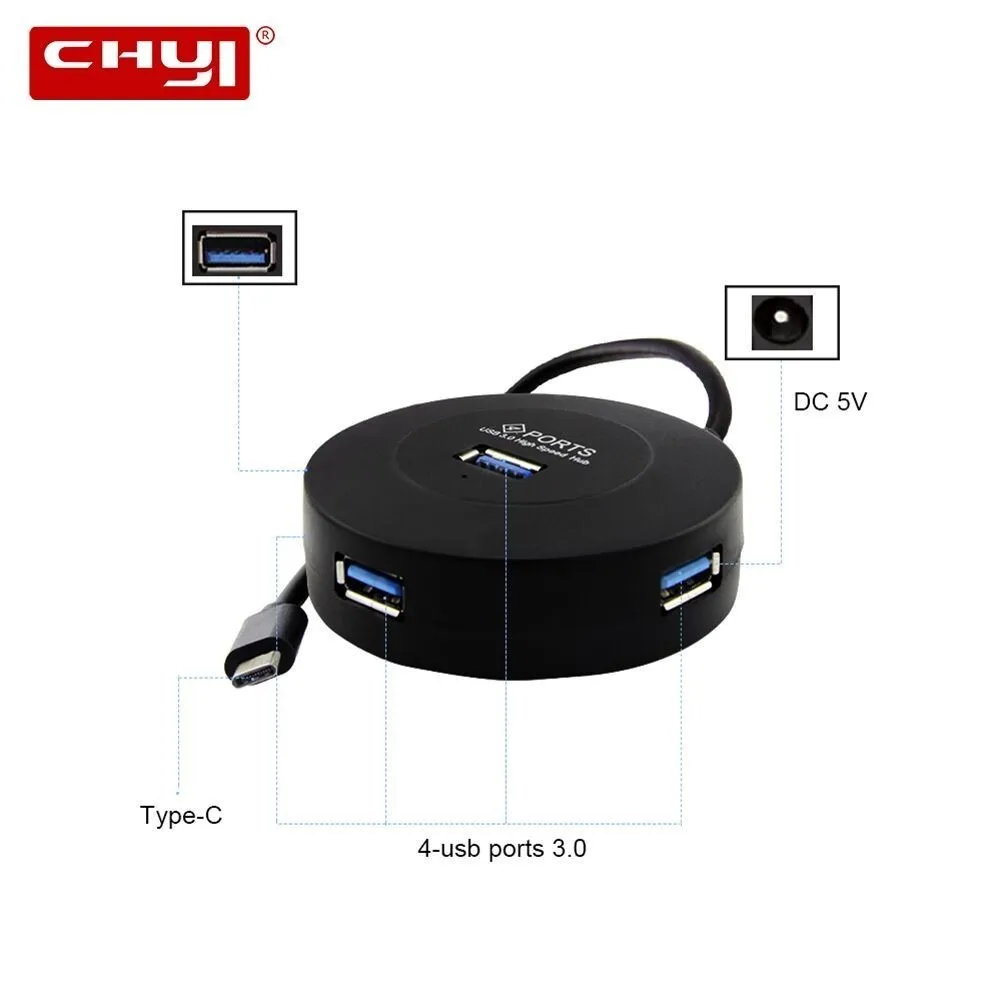 CHYI Type C USB HUB 4 Port USB 3.0 Splitter With Micro USB Charging Port For iMac Computer Laptop Accessories OTG HUB USB
CHYI Type C USB HUB 4 Port USB 3.0 Splitter With Micro USB Charging Port For iMac Computer Laptop Accessories OTG HUB USB