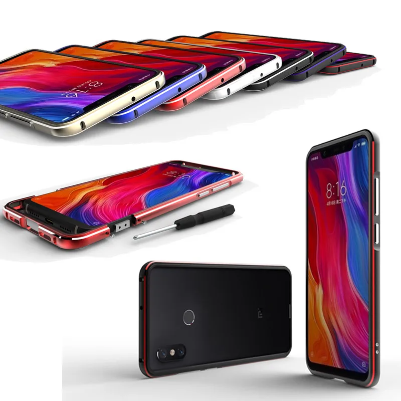 Xiaomi Mi 8 Mi8 бампер роскошный блестящий металлический рамка чехол для M8 алюминиевый