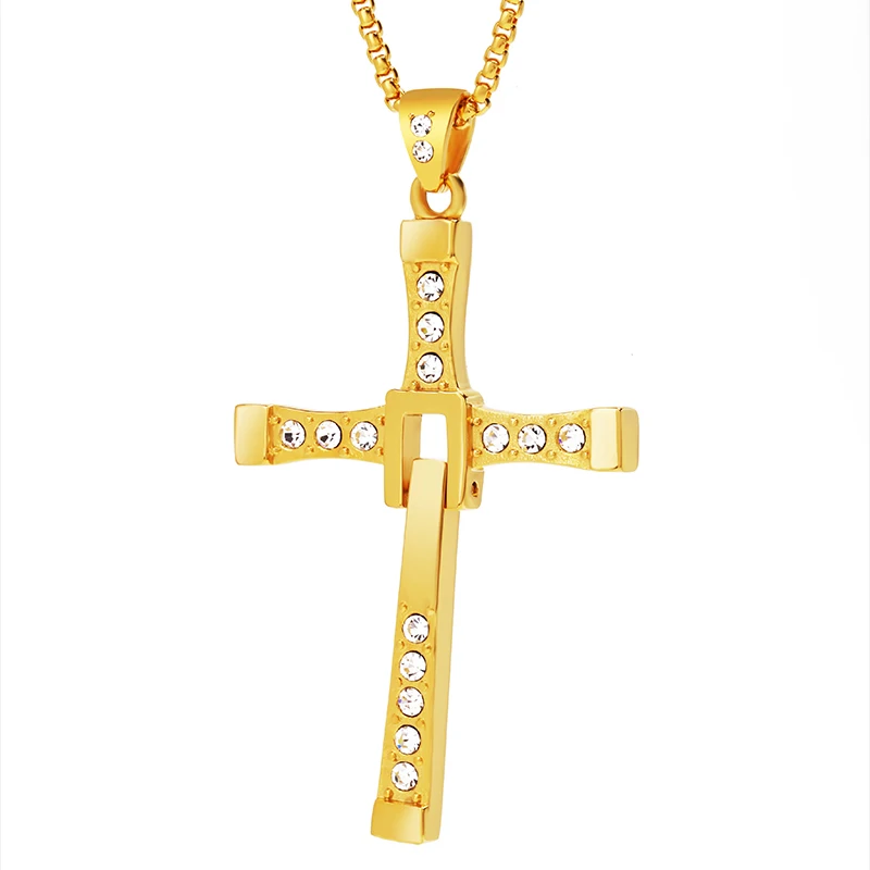 Ожерелье с подвеской в виде креста из серебра и золота стиле форсаж кулон фильма
