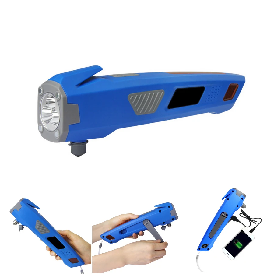 Фото XANES 3 в 1 U23 USB Перезаряжаемый ручной светодиодный фонарик Safty Hammer Power Bank