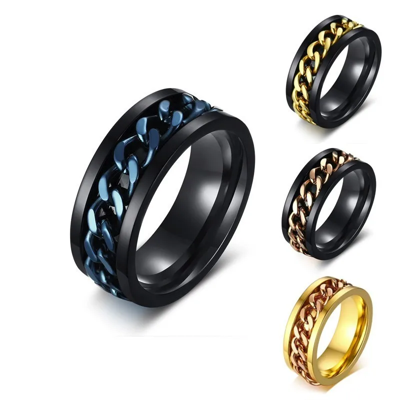 Band and Chain Anti Stress Spinning Men Ring Gents Cuban Link Rings Stainless Steel Motorcycle Jewelry
Band and Chain Anti Stress Spinning Men Ring Gents Cuban Link Rings Stainless Steel Motorcycle Jewelry