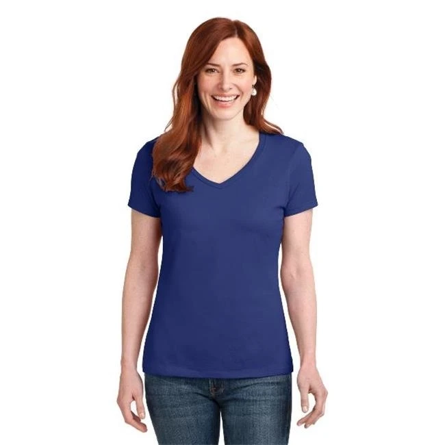 Hanes S04V женская футболка с v образным вырезом из хлопка Nano T Deep Royal Medium| |
