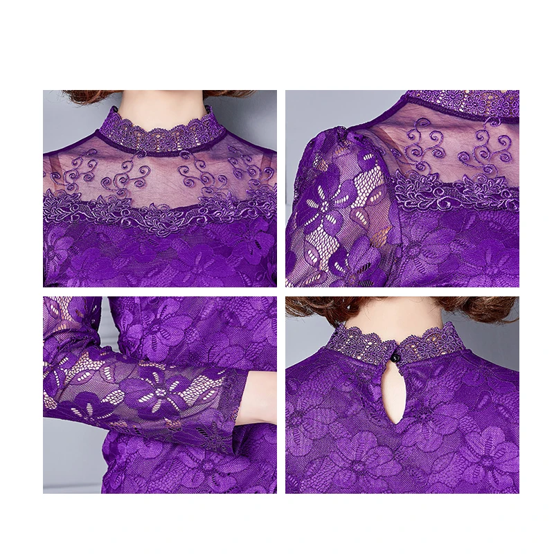 Sexy Women Tops and Blouses Ladies Vintage Slim Lace Shirts Female Casual Stand Neck Long Sleeve Blouse Femininas Blusas
Sexy Women Tops and Blouses Ladies Vintage Slim Lace Shirts Female Casual Stand Neck Long Sleeve Blouse Femininas Blusas