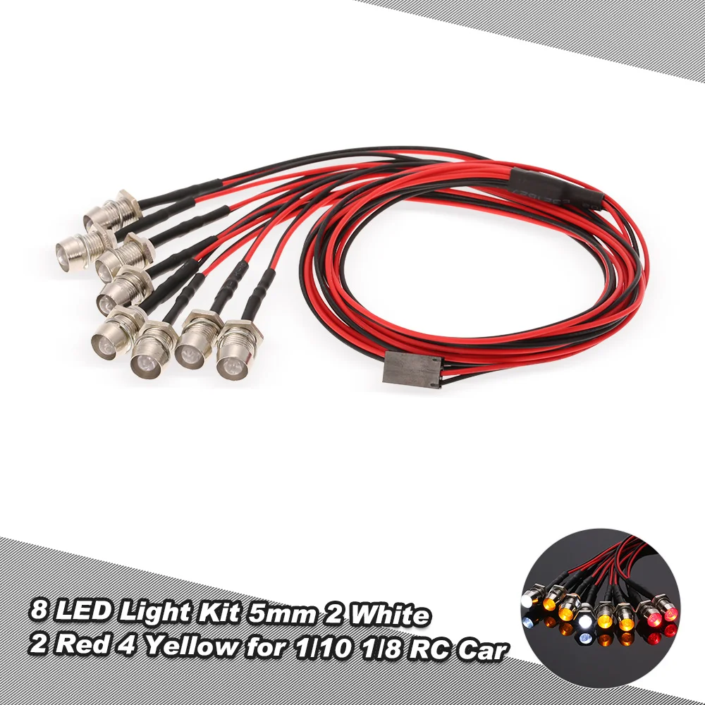 Комплект из 8 светодиодов, 2 белых 2 красных 4 желтых для 1/10 1/8 Traxxas HSP Redcat RC4WD Tamiya Axial SCX10 D90 HPI Радиоуправляемый автомобиль
Комплект из 8 светодиодов, 2 белых 2 красных 4 желтых для 1/10 1/8 Traxxas HSP Redcat RC4WD Tamiya Axial SCX10 D90 HPI Радиоуправляемый автомобиль