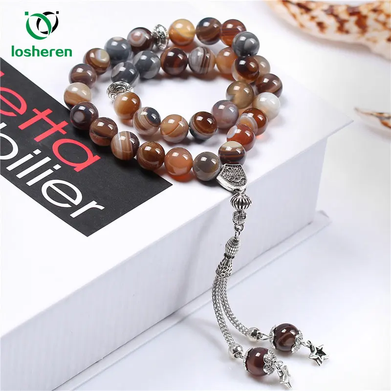 LOSHEREN оптовая продажа с фабрики натуральные Агаты мусульманские четки Tasbih