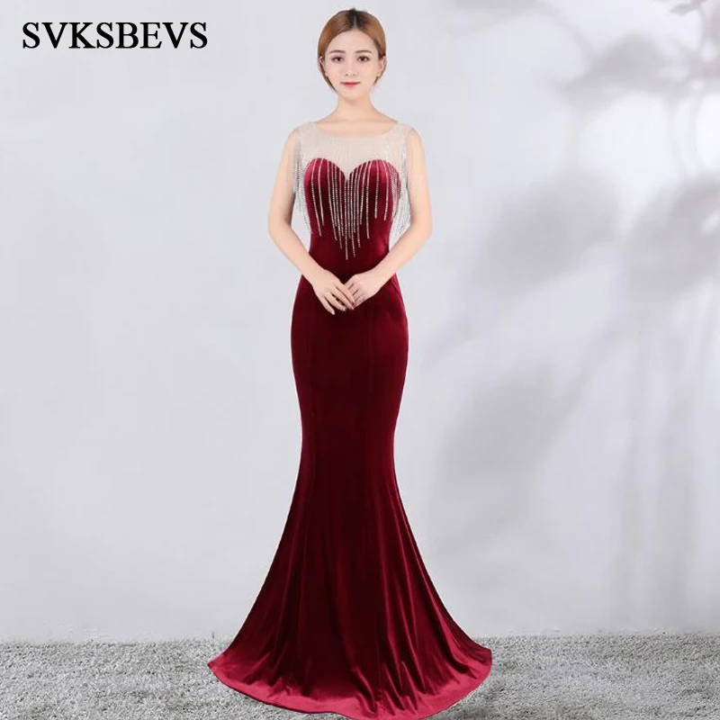 SVKSBEVS Luxury Crystal Tassel O Neck Velvet Mermaid Long Dresses Elegant Party Illusion Zipper Backless Maxi Dress
SVKSBEVS Luxury Crystal Tassel O Neck Velvet Mermaid Long Dresses Elegant Party Illusion Zipper Backless Maxi Dress