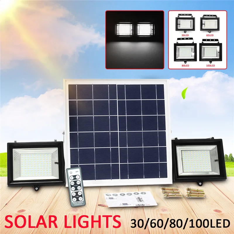 2-IN-1 2PCS 30/60/80/100 LED Solar Lights Outdoor with Remote Control Waterproof Super Bright Solar Flood Light Wall Light
2-IN-1 2PCS 30/60/80/100 LED Solar Lights Outdoor with Remote Control Waterproof Super Bright Solar Flood Light Wall Light