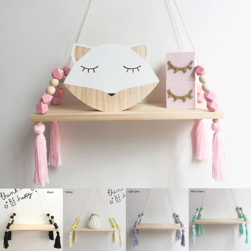 Nordic Style Colorful Beads Tassel Wooden Wall Shelf Wall Clapboard Decor Children Room Display Stand Home Living Room Shelves
Nordic Style Colorful Beads Tassel Wooden Wall Shelf Wall Clapboard Decor Children Room Display Stand Home Living Room Shelves