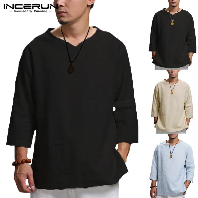 INCERUN Plus Size 5XL Chinese Style T Shirt Men Solid Loose 3/4 Sleeve V-neck Tee Shirt Men Casual Cotton Vintage Mens T-shirt
INCERUN Plus Size 5XL Chinese Style T Shirt Men Solid Loose 3/4 Sleeve V-neck Tee Shirt Men Casual Cotton Vintage Mens T-shirt