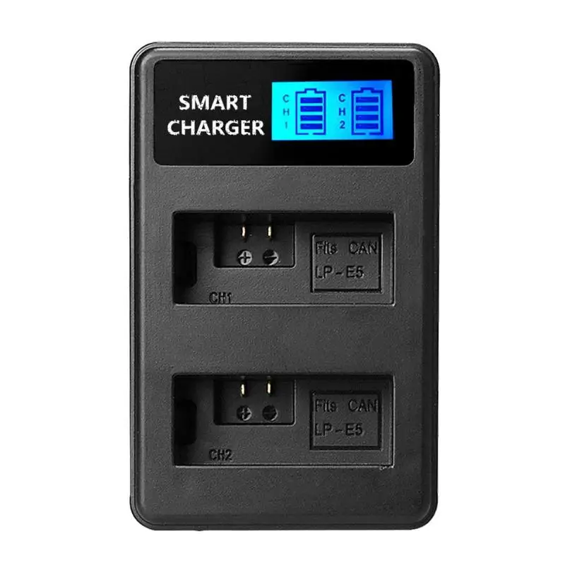 Battery Charger LP-E5 LCD Display Dual Port Camera USB Battery Charger Smart Charging Stand for Canon EOS 1000D 500D EOS Kiss
Battery Charger LP-E5 LCD Display Dual Port Camera USB Battery Charger Smart Charging Stand for Canon EOS 1000D 500D EOS Kiss